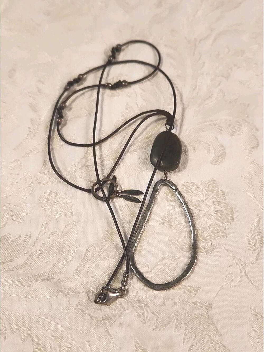 SILPADA Labradorite 925 Sterling  With  Leather  Necklace 32”